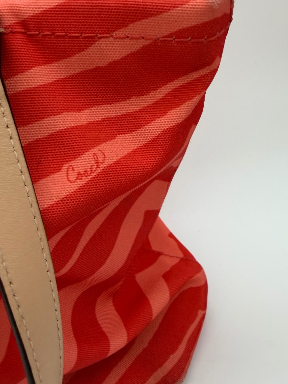 Coach Red Zebra-Print Tote with Tan Leather Trim and Logo Charm this is used! - Picture 5 of 13